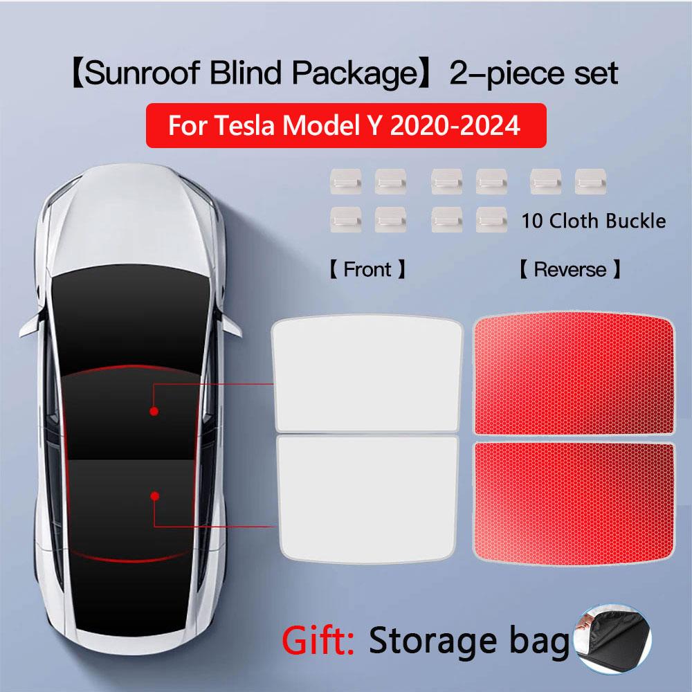 Sunshades For Tesla Model 3 Sunroof Highland 2026 Model Y 2020-26 Ice Cloth Buckle Sun Pare Glass Front Rear Skylight AccessoryWindshield Sunshades 1