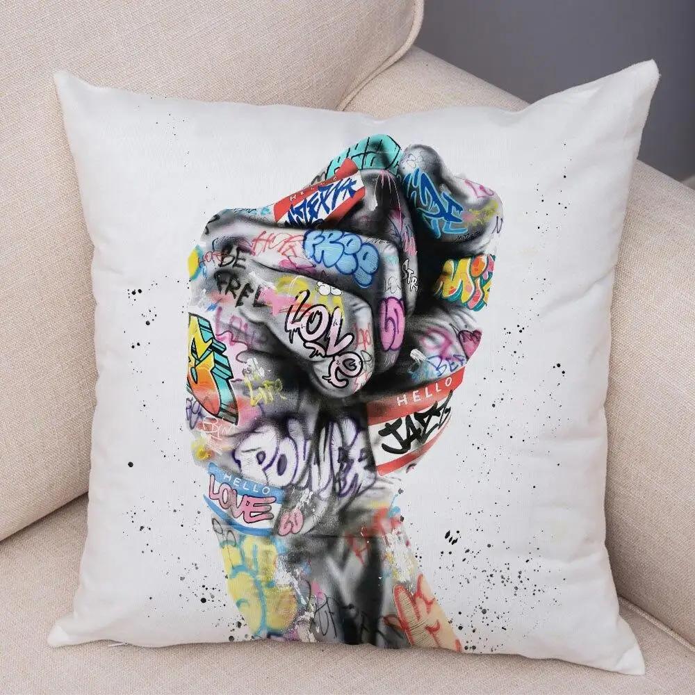 Pillowcase Sofa  Graffiti Gamepad Abstract Street Art Animal Hand Cushion Cover Decoration