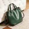 Leather Commuting Tote Bag with High-end Feel, Single Shoulder Bucket Bag, Light Luxury, Large Capacity, Women's Top Layer Cowhide Bag, Bucket Bag