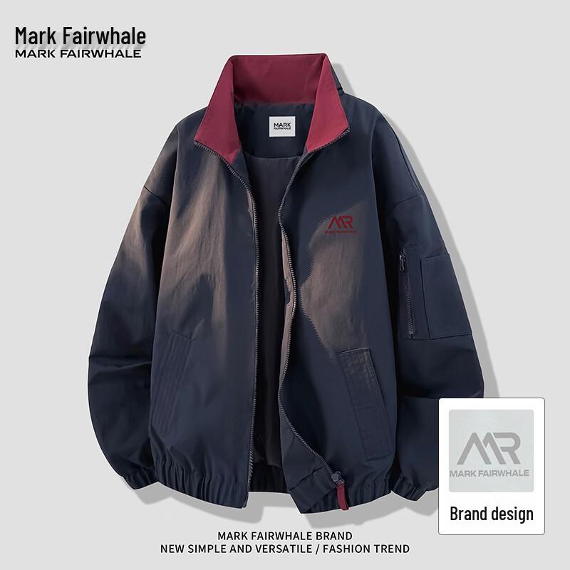 Mark Fairwhale Men s Classic Color-Block Stand Collar Jacket M