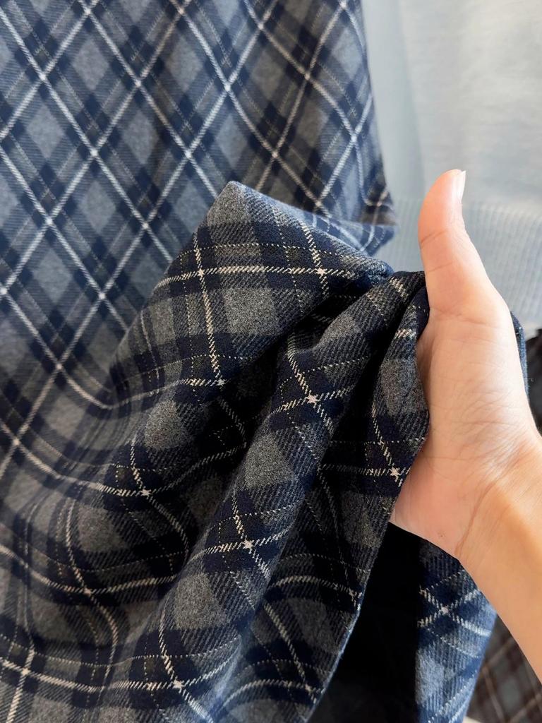 Women's Autumn Plaid Brushed Midi Skirt 2025 - High Waist, Bodycon, Back Slit