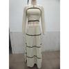 Summer Vacation 2-Piece Set, Elegant Strapless Lace Patchwork Maxi Dress for Women, European & American Style Casual Vacation Outfit