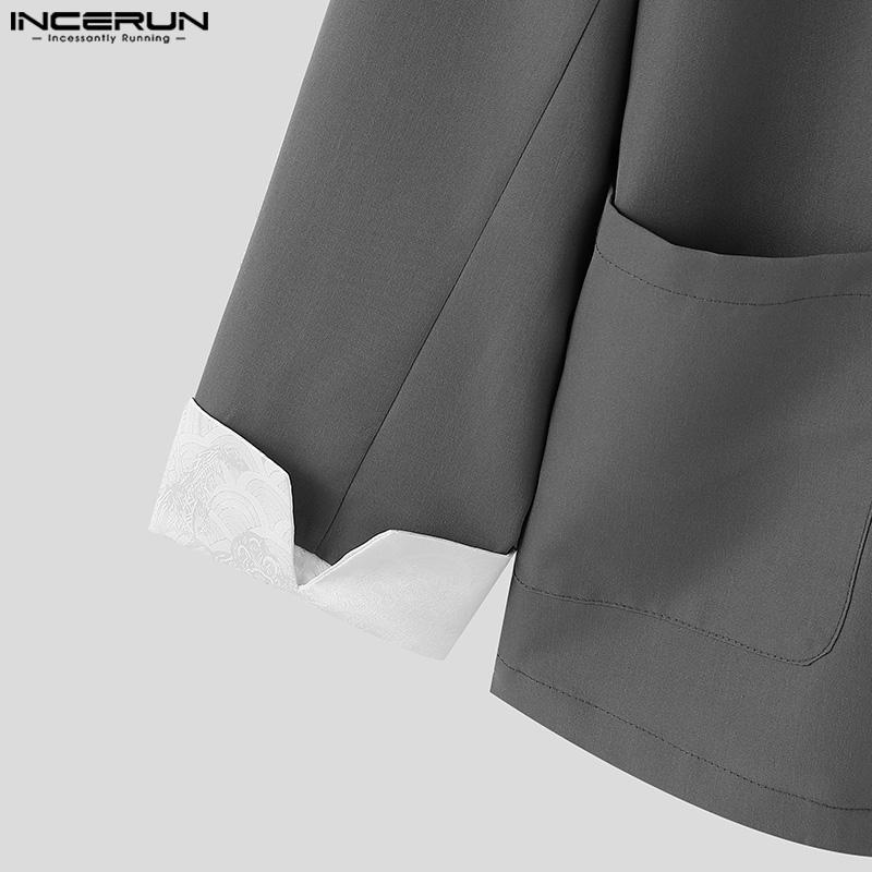 INCERUN Bărbați, cu rever, cu mânecă lungă, cu cusături în față deschise, blazer largi