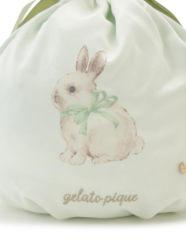 Rabbit Print Drawstring Bag PWGB261677 GRN Free Size [Gelato Pique] Women's