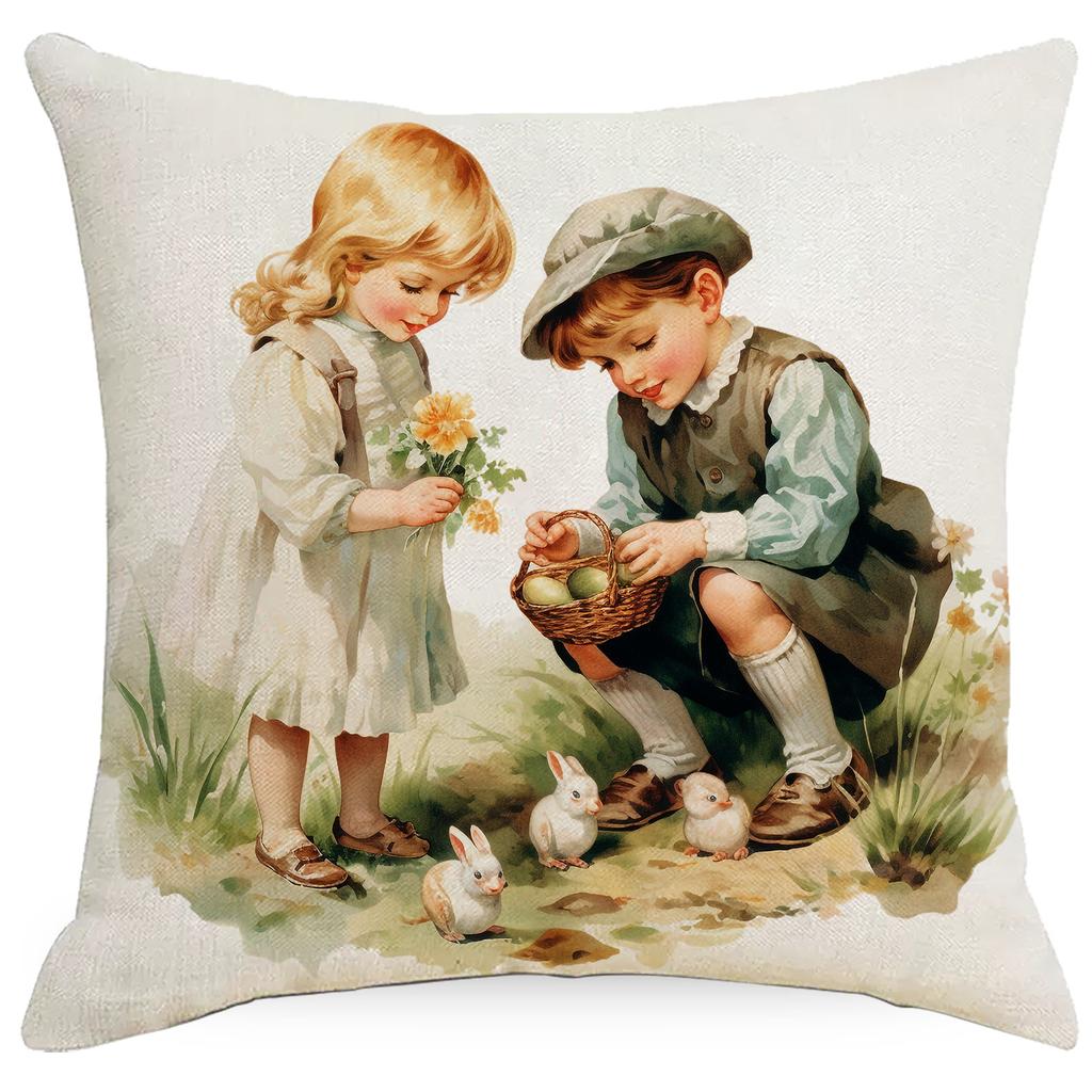 New Easter Bunny Easter Egg Sofa Decorative Pillow Cushion Cover
