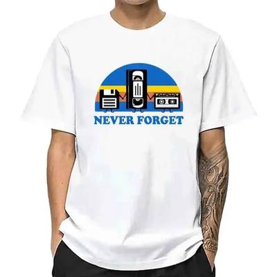 Sommer T-Shirt Nie Vergessen Sarkastische Grafik Musik Lustiges Bedrucktes T-Shirt Locker Lässig Kurzarm Herren Baumwoll-T-Shirt