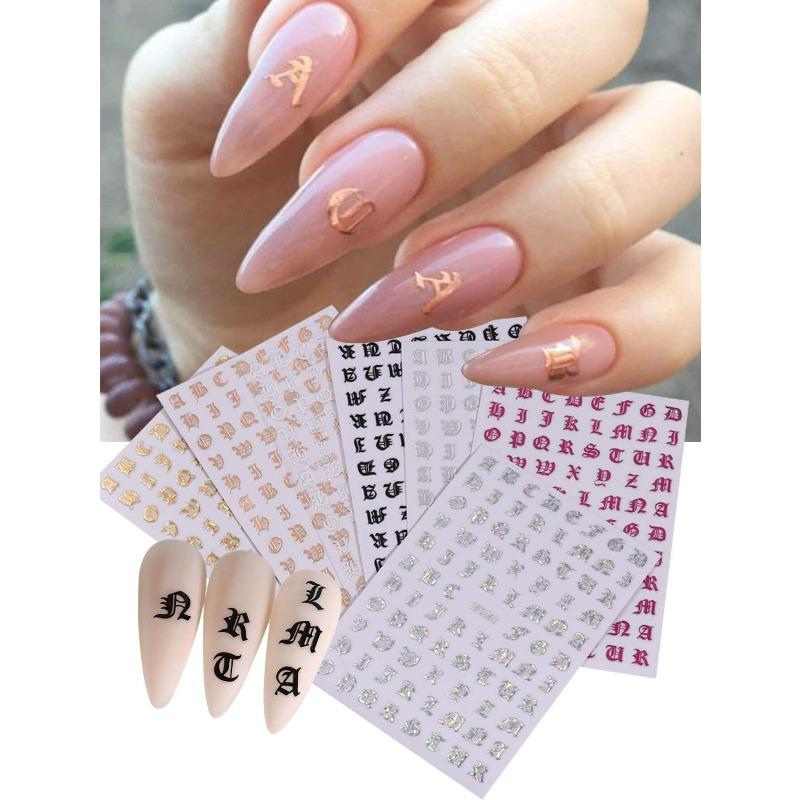 1pcs English Letter Nail Art Stickers, 3D Nail Decals DIY Nail Art Decorations, Nail Art Supplies