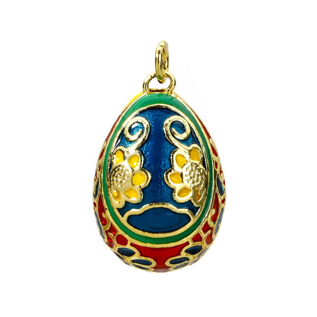 1 Piece Brass Easter Day Series Charms For Jewelry Making 18K Gold Plated Flower Faberge Egg Pendant DIY Findings 28mm x 15.5mm