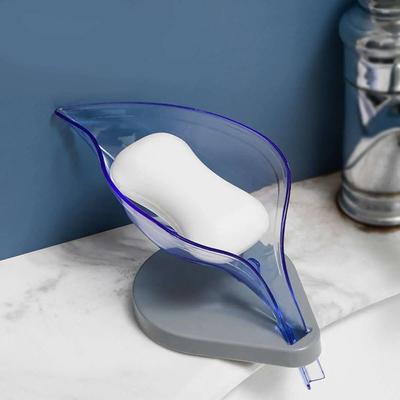 1pc - Leaf-Shaped Self-Draining Soap Dish - Oval Plastic Holder For Bathroom, Easy Clean & Dry