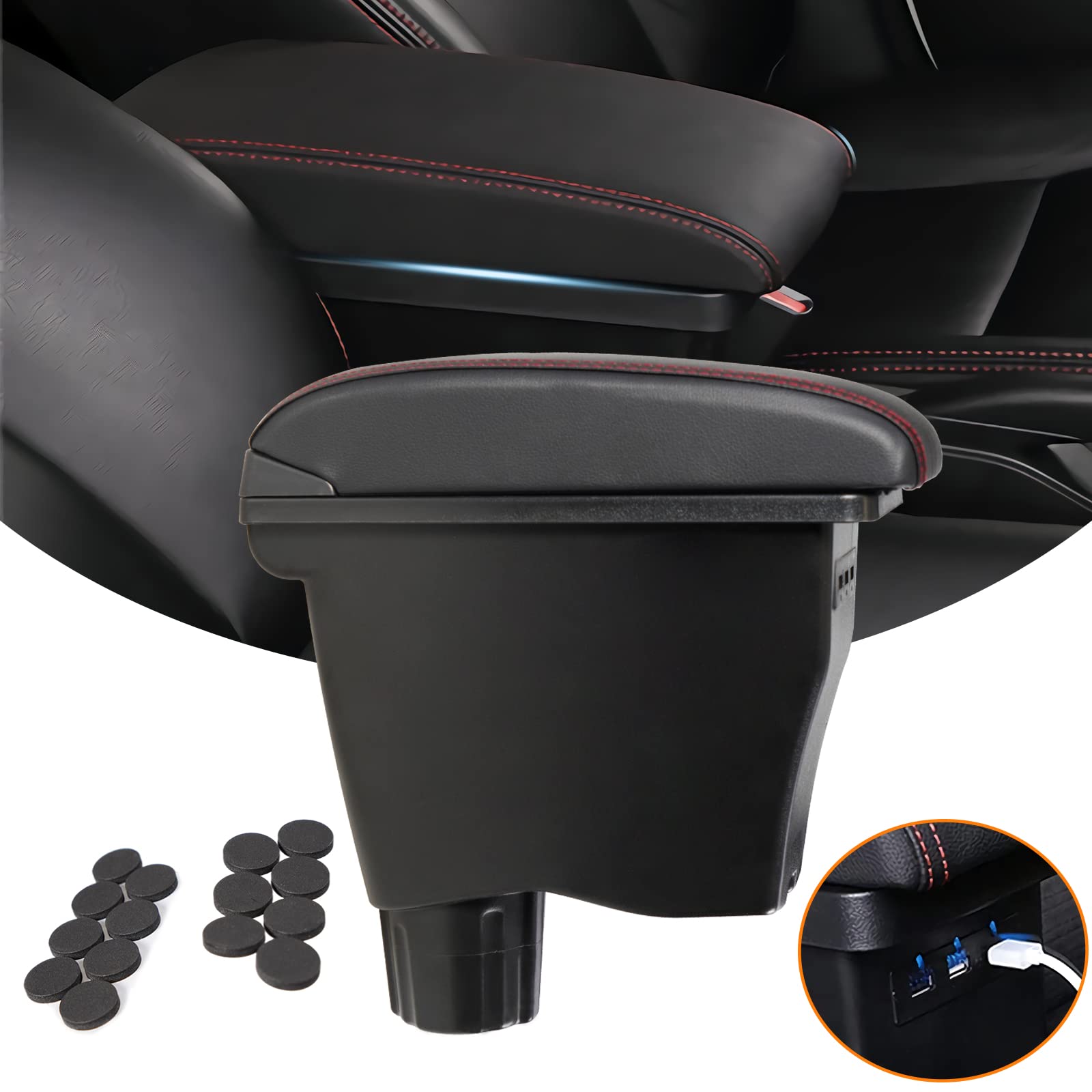 

VEHSUN Console Box for Suzuki Alto Turbo RS and Alto Works Smart Car Storage Box with USB Large Custom and Storage for Small Items and Armrests Black чёрный