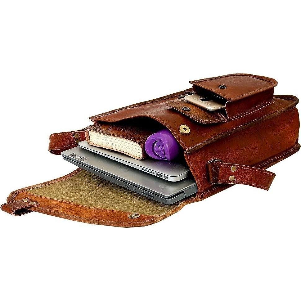 Pánská vintage kožená rustikální celozrnná brašna přes rameno, školní taška na iPad, 13"