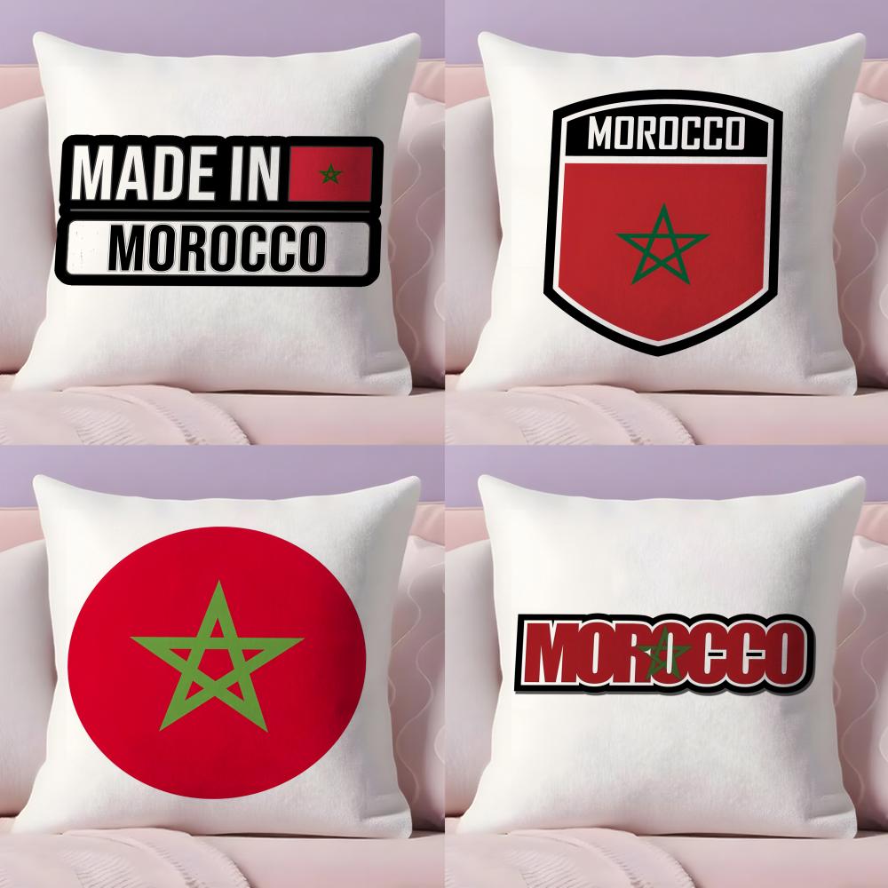 Morocco Flag Cushion Cover Plush Fabric Soft Double-Sided Printed Invisible Zipper Sofa Pillow Case Home Decor