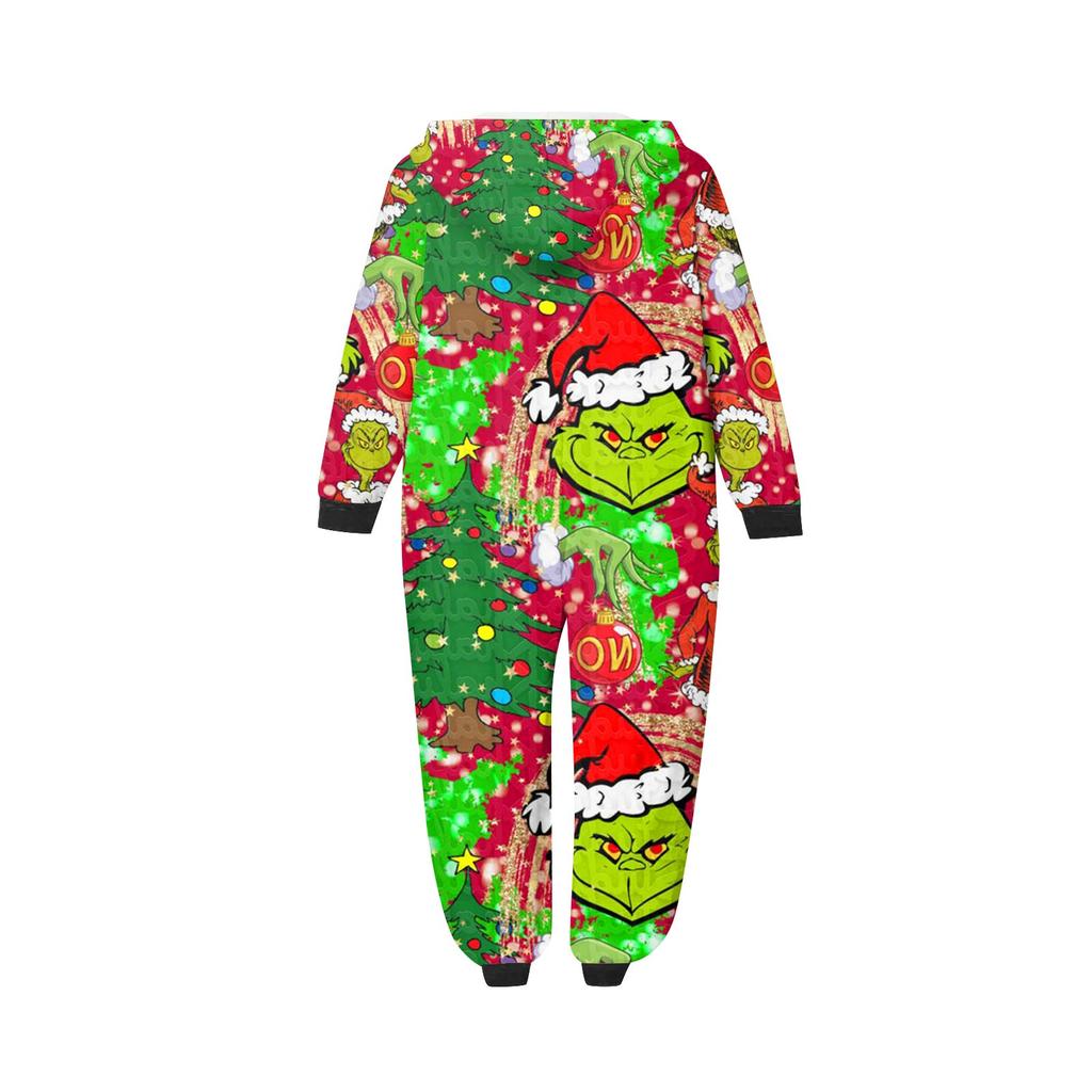 Rodzic-Świąteczny Nadruk Rodzic-Dziecko Kaptur Zapinany na Zamek Jednoczęściowy Domowy