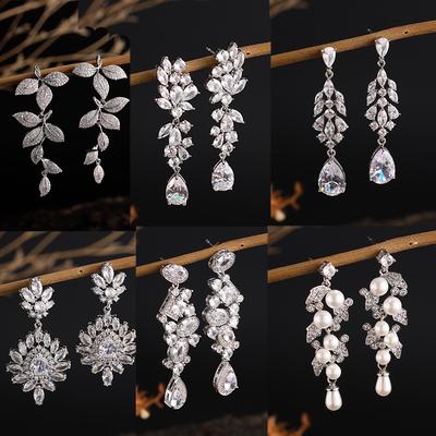 ZAKOL Clearance AAA Cubic Zirconia Wedding Bridal Dangle Earrings for Women Shiny Zircon Luxury Party Zircon