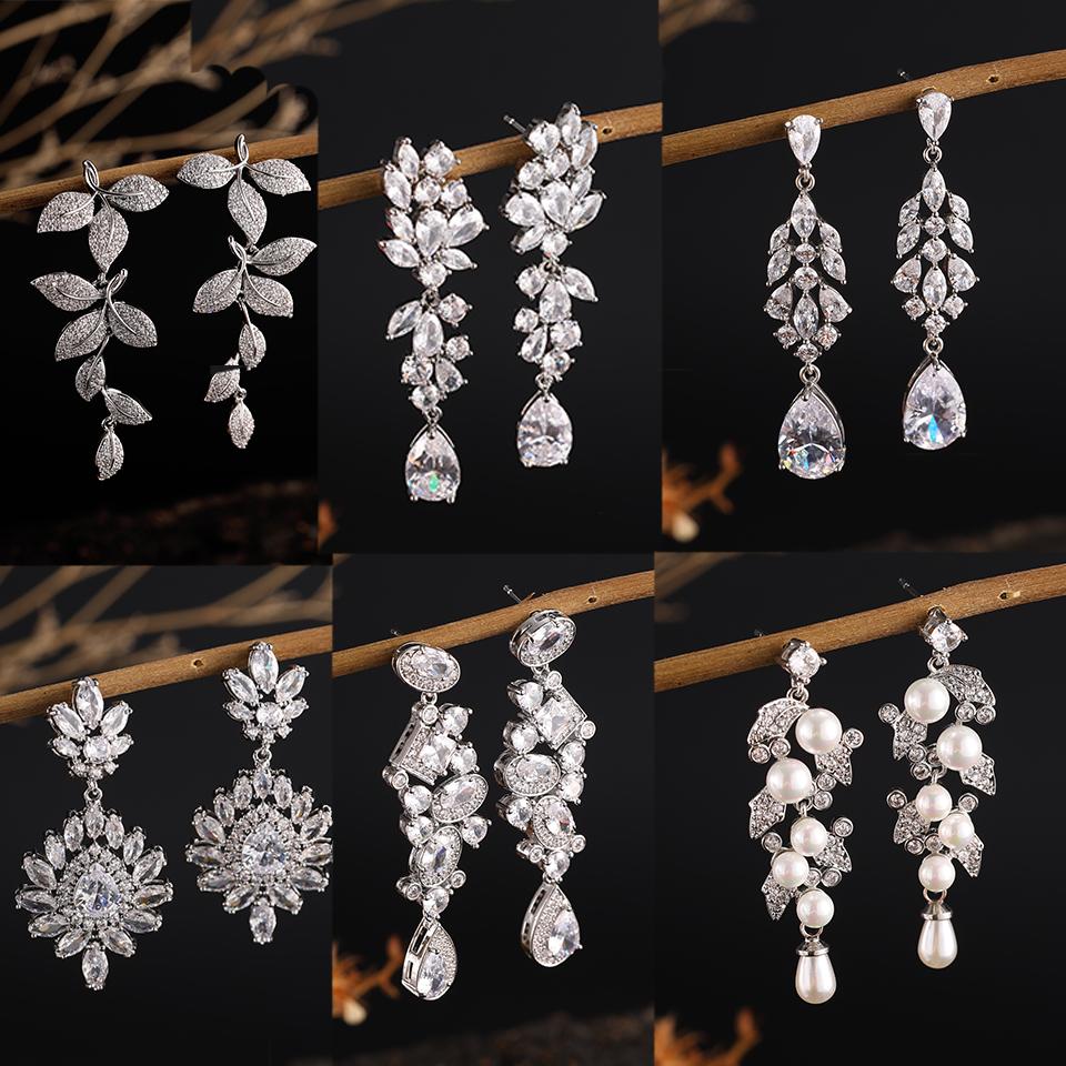 ZAKOL Clearance AAA Cubic Zirconia Wedding Bridal Dangle Earrings for Women Shiny Zircon Luxury Party Zircon