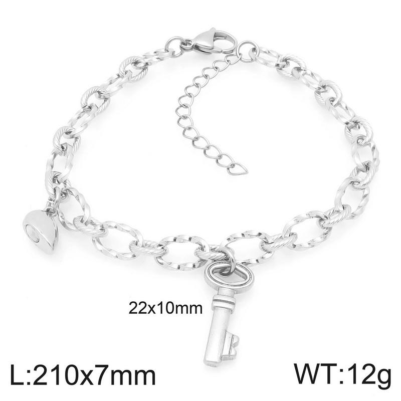Magnetic Couple Bracelets Gold Color Lock and Key Design Stainless Steel Matching Bracelets for Boyfriend Girlfriend Valentin