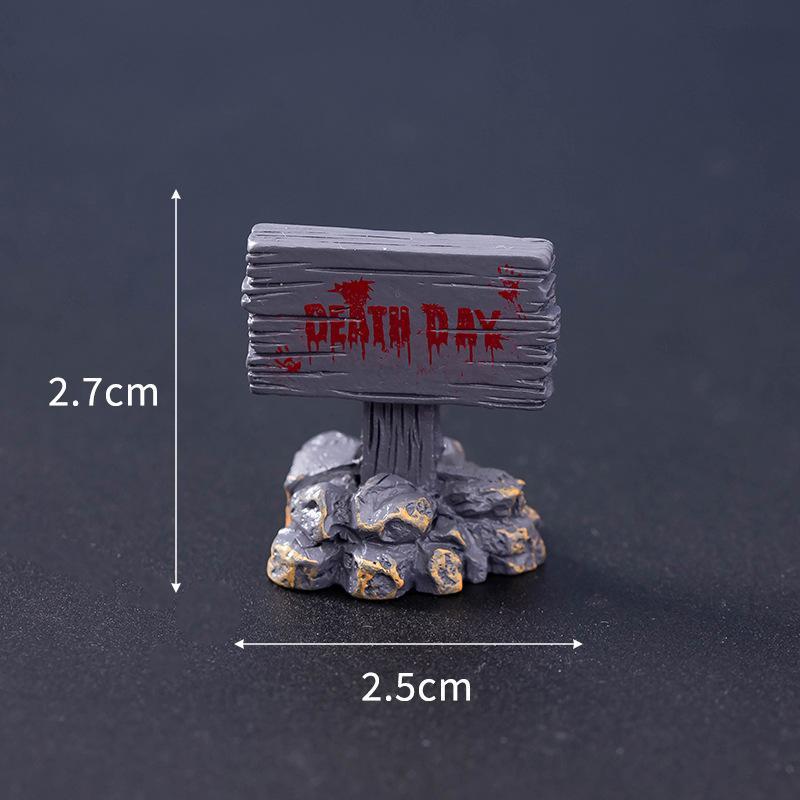 Halloween Mini Resin Figurine Scary Skull Coffin Chair House Decor for Haunted House Indoor Outdoor Party Prop