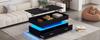 100*50*44cm Hydraulic Height-adjustable Coffee Table, with LED Lighting, Bluetooth App Control, 2 Drawers and Open Storage, Black Liftable
