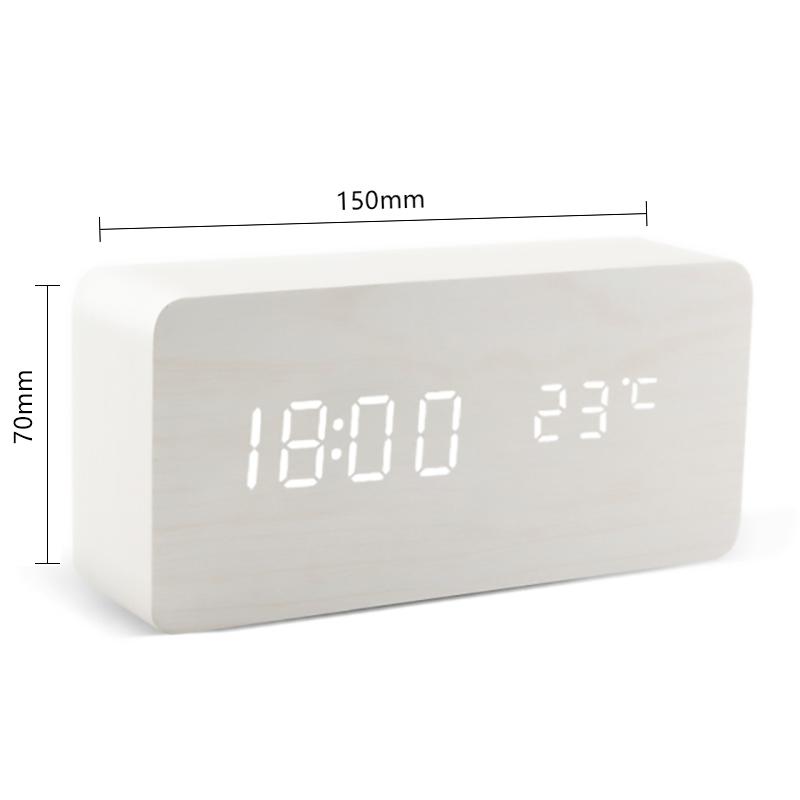 Triangle Wooden Led Smart Alarm Clock Digital Desktop Clock Voice Control Table Digital Alarm Clocks For