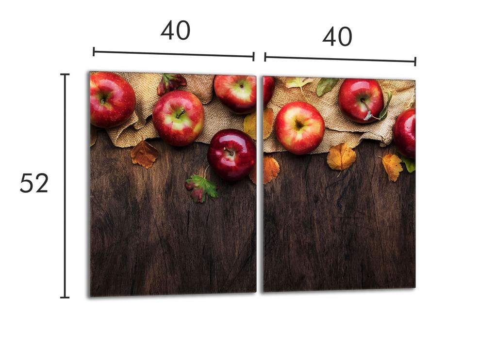 Szklana płyta ochronna na kuchenkę 2x40x52 Jabłka
