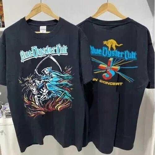 Blue Oyster Cult Shirt Blue Oyster Cult Tour 2 Side Black Unisex T-shirt Unisex T-Shirt XL
