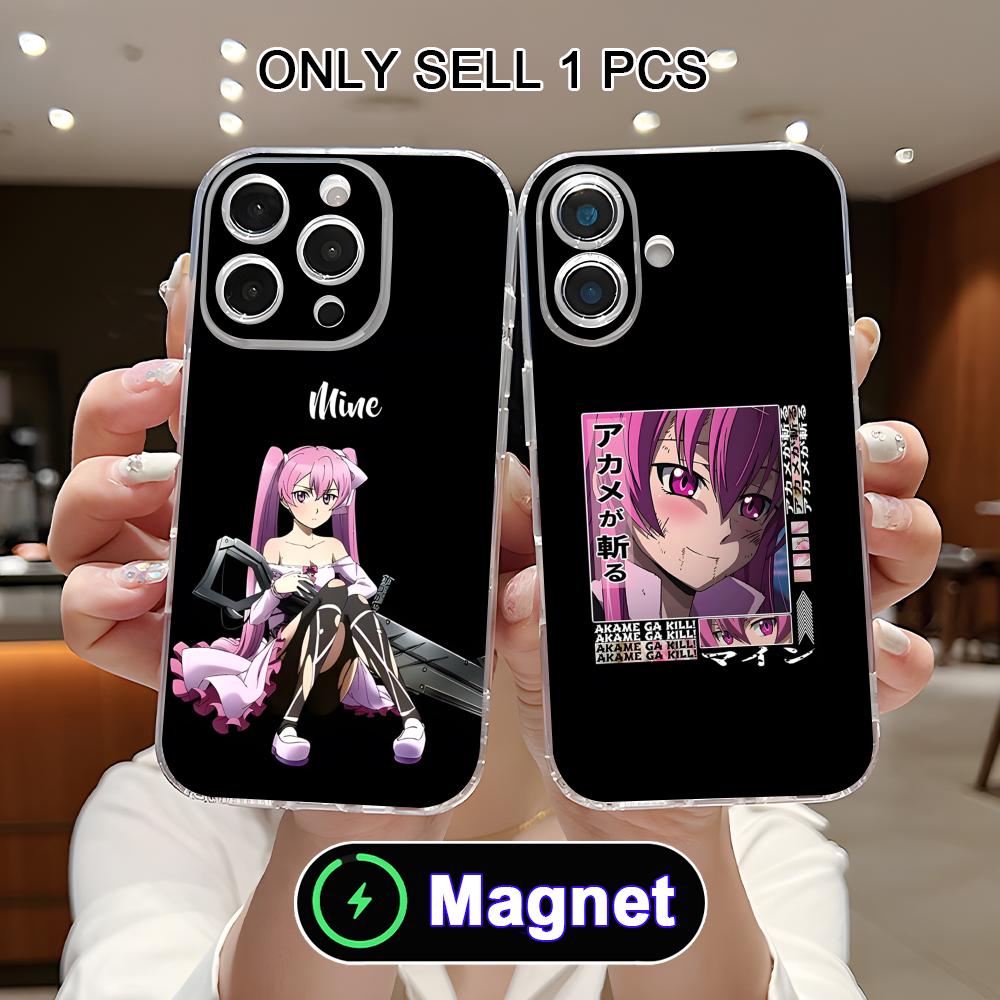 Coque de téléphone Mine Akame Ga Kill pour iPhone 17 16 15 14 13 12 11 Air Pro Max Plus Mini Housse Souple en TPU Transparente Magsafe