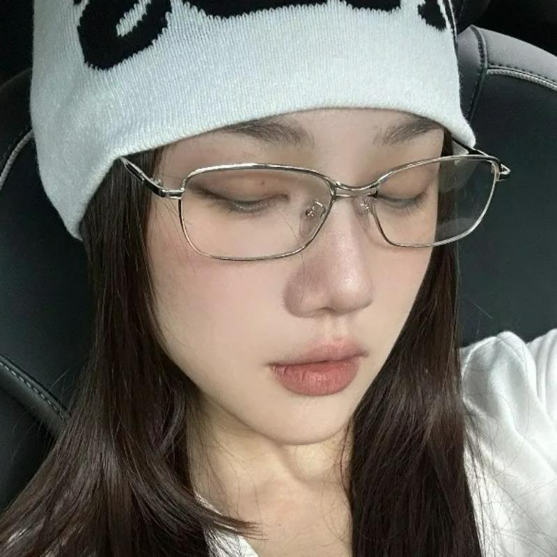 Retro Quadratische Metall Silber Brille Y2k Japanisch Harajuku Kleiner Kleiner Rahmen Schlichtes Gesicht Brillenrahmen Blaulichtfilternde Brillen Decora