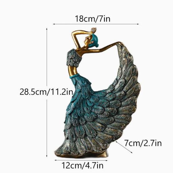 European Luxury Peacock Dancer Resin Ornament for Home and Wedding Decor