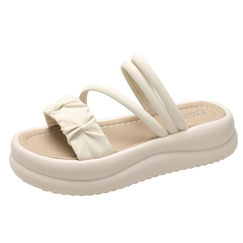 Fashion Slippers Women's Outer Wear Summer 2025 New Thick-soled One-word Drag Going Out Non-slip Soft-soled Casual Beach Sandals