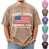 Herren lockeres und lässiges T-Shirt mit Flaggenaufdruck, Kurzarmhemd