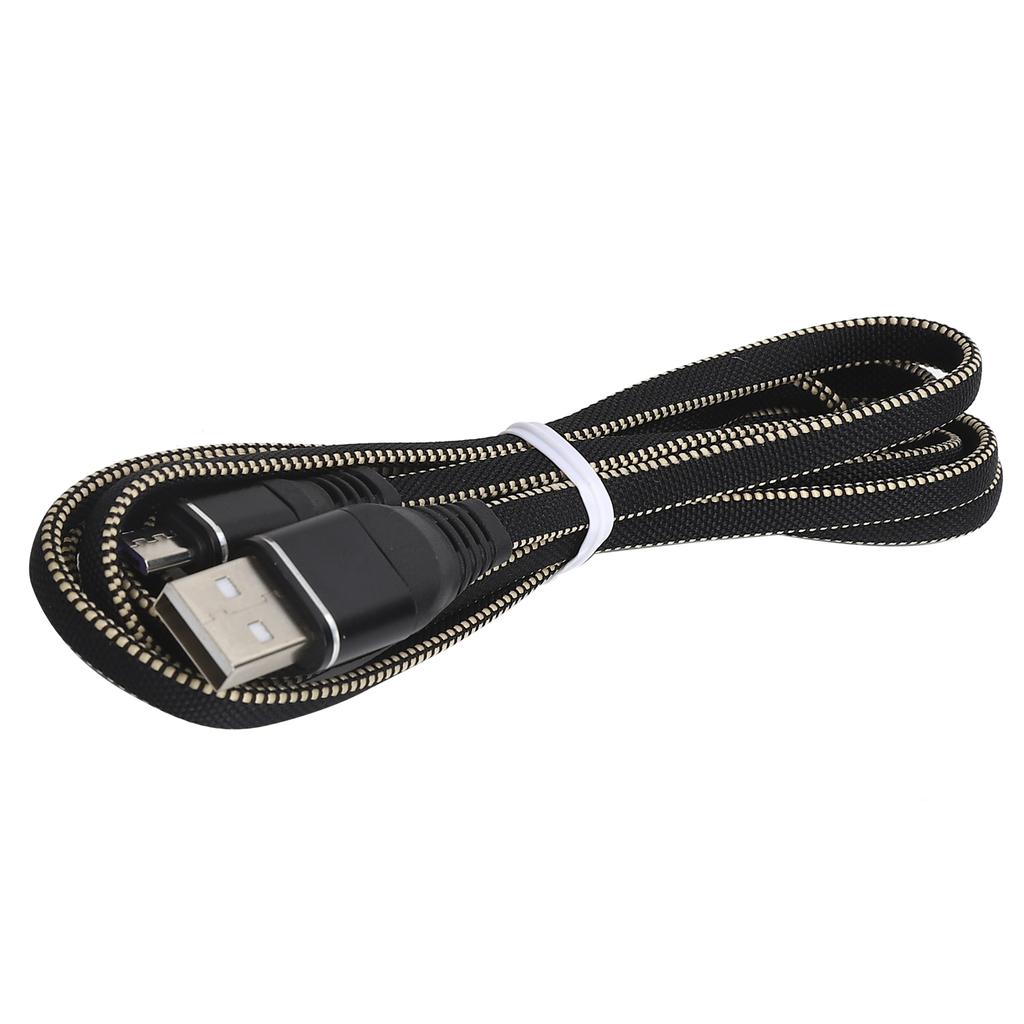 Micro USB Charger Cable Lengthen Nylon Braided Fast Charging Cord for Android Mobile PhonesBlack