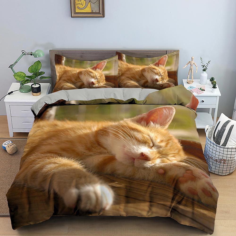 Astronaut In Space Cat for Girls Boy Teen Cute Pet Pattern Duvet Cover 3D Printed Quilt Cover for Bedroom Decoration Queen Size