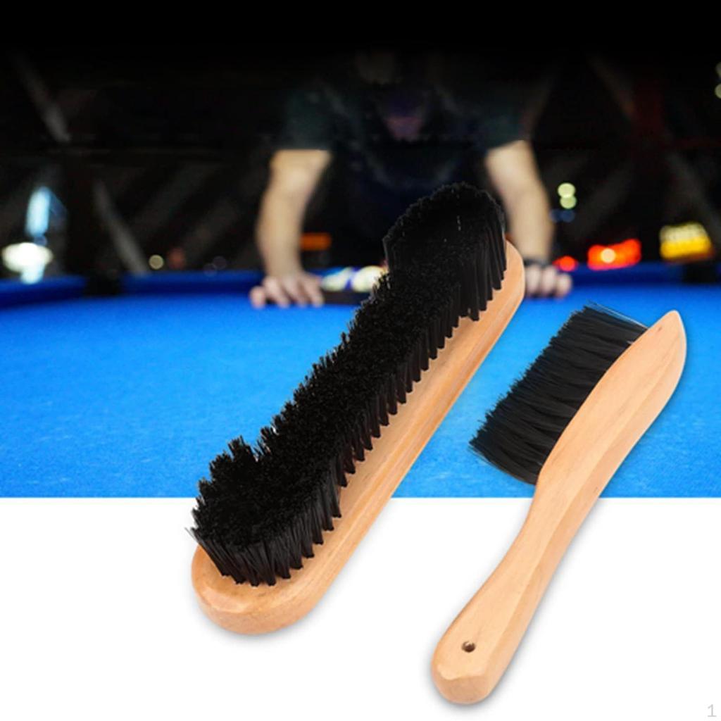 2 Pieces Pool Table Brush Set Accessories Comfortable Grip Wooden Handles Felt Cleaner