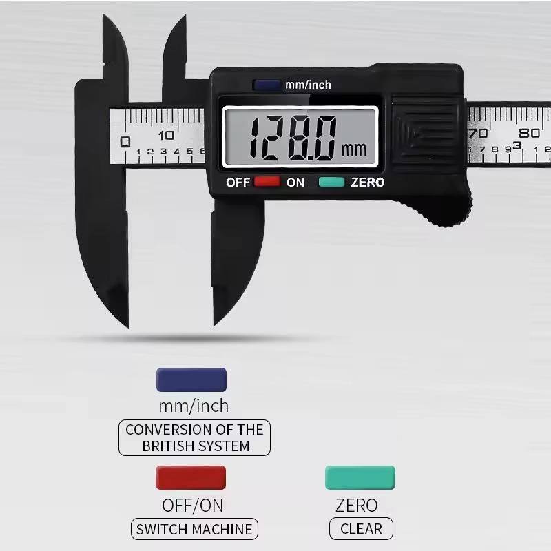 Electronic Pachometer Digital Caliper Vernier Calipers Micrometer Ruler Carbon Fibre Plastic Gauge Measuring Tools Instrument