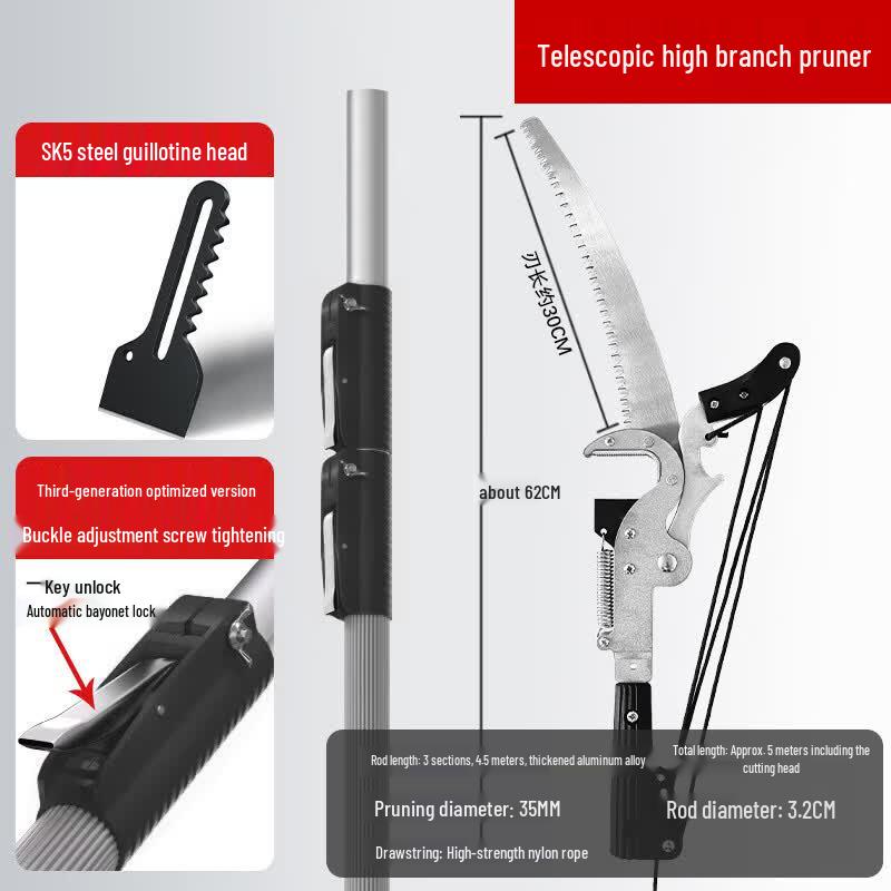 Telescopic High Branch Pruning Saw and Shear