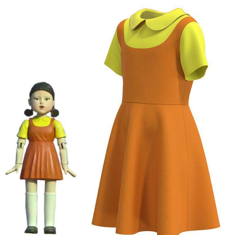 Squid Game Wooden Doll Cosplay Dress Comfortable And Breathable Red Green Light
