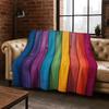 Regenboog Retro Houten Bord Zwart Bruin Houtnerf Flanellen Deken, Gezellige Zachte Plaid voor Huis Slaapkamer Bed Bankhoes Cadeau