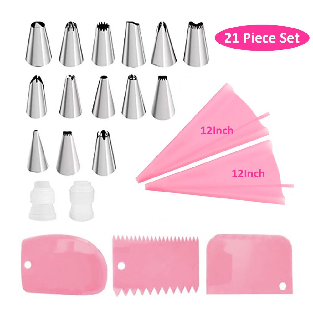 Silicone World Pastry Bag Cream Bag Kitchen DIY Cake Icing Piping Cream Cake Decorating Tools TPU Reusable Pastry Bag+Nozzle Set