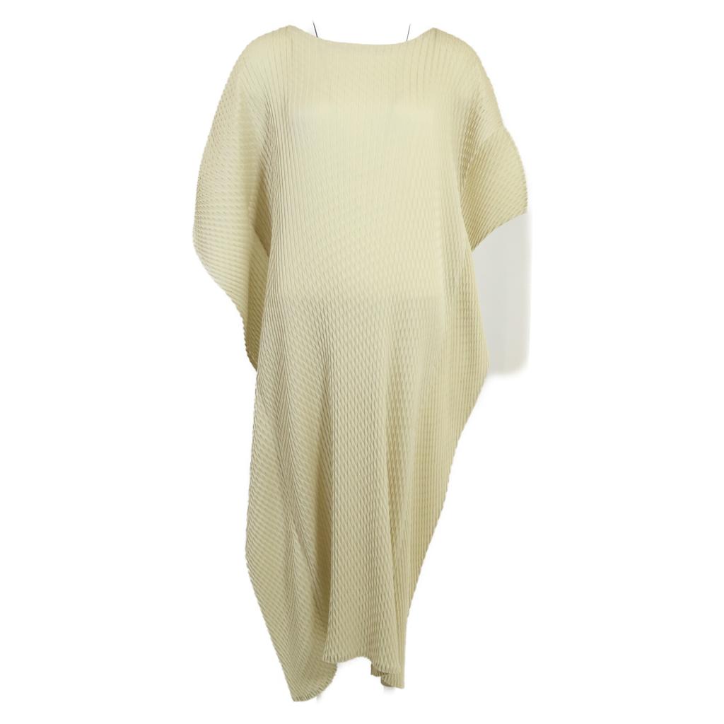 ISSEY MIYAKE [Good Condition] IM41FH676 SLEEK PLEATS Pleated Design dress 2 beigeUsed