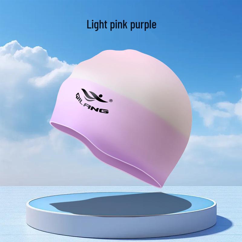 Qilang Waterproof Silicone Swim Cap for Adults & Kids - 50g, Long Hair Compatible, Custom Logo Available