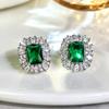 CAOSHI Green/White Brilliant Cubic Zirconia Stud Earrings for Women Temperament Bridal Wedding Statement Jewelry Accessories
