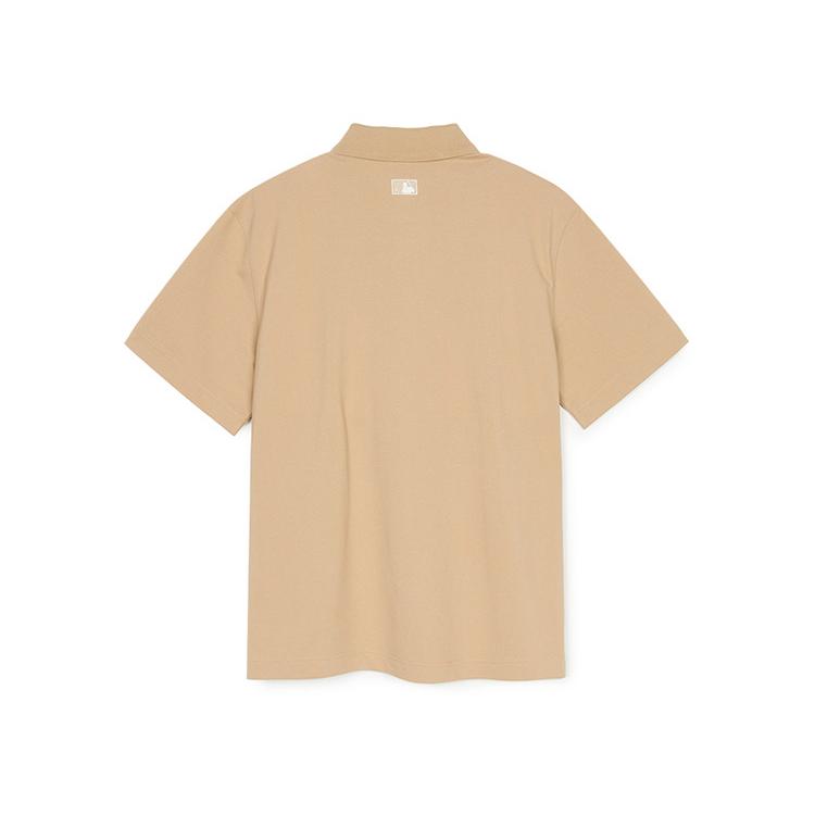 New MLB New York Yankees Polo Shirt Unisex Light Beige 3APQB0353-50BGL