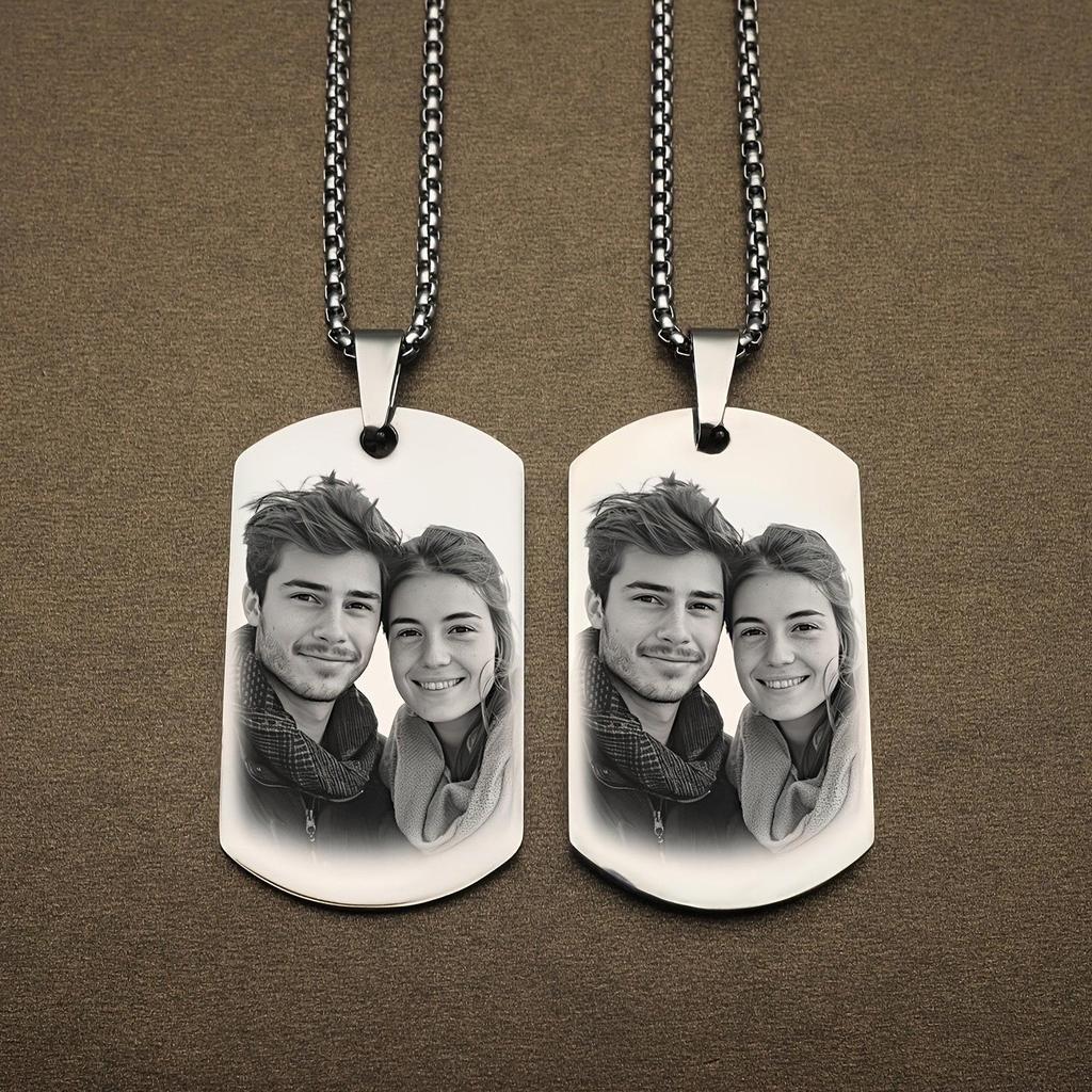Stainless Steel Black Dog Tag Necklace - Trendy Hip Hop Style for Men & Women, Custom Engravable Titanium Steel Jewelry.