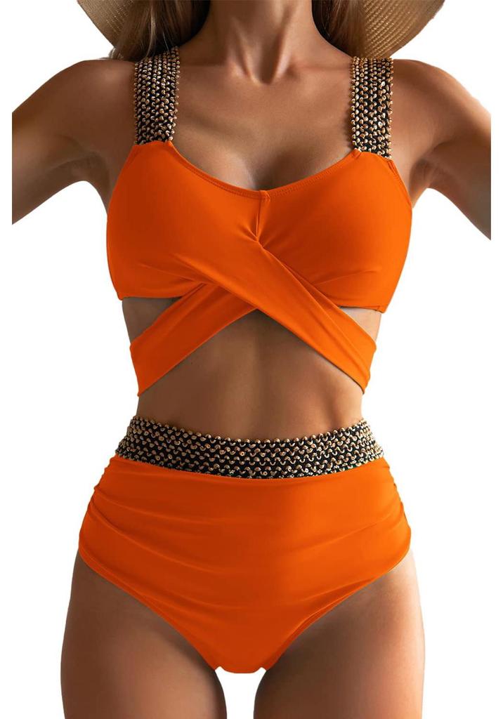 2026 European & American Sexy Cross Backless Two-Piece Bikini for Women