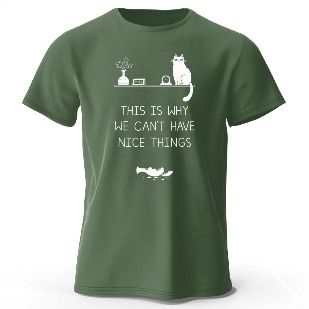 Broken Vase and Cat Pure Cotton Tshirt 2026 Mens Casual Plus Size Loose Short Sleeved Womens Fashionable Soft Lightweight Top