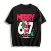 Trendy Skateboarding Santa Print Casual Christmas Holiday Top Pure Cotton T-shirt