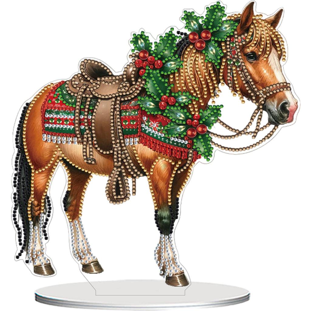 Christmas Snowman DIY 2D Flat Acrylic Desktop Diamond Art Kits Signle-Sided 23.8*17.7cm with Bright Special-Shaped Rhinestones