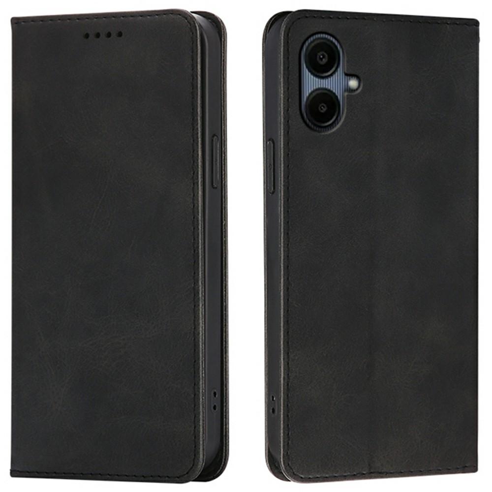 

For Samsung Galaxy A07 Case Wallet Calf Texture Leather Phone Cover with Hidden Magnetic Closure Black