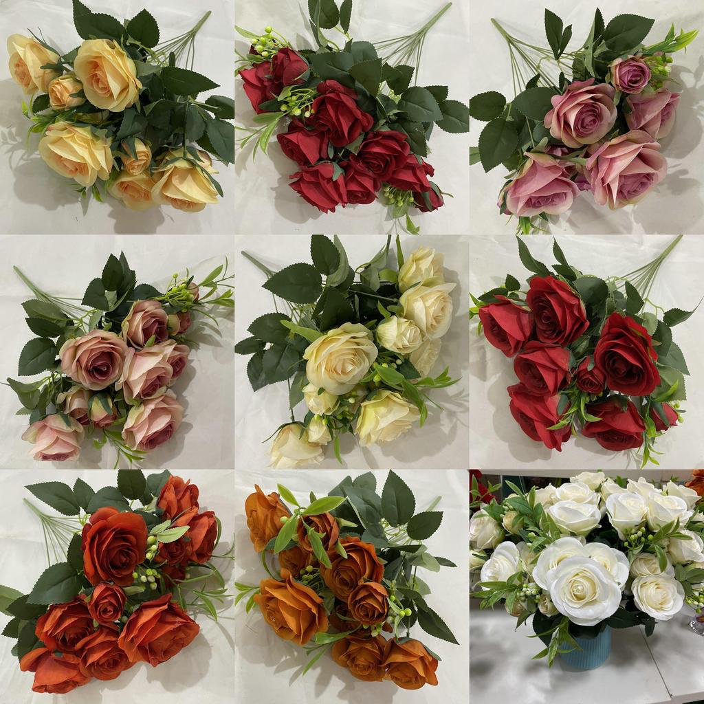 Romantic Rose Bouquet Fake Flowers For Wedding Decor With Real Touch Feelings