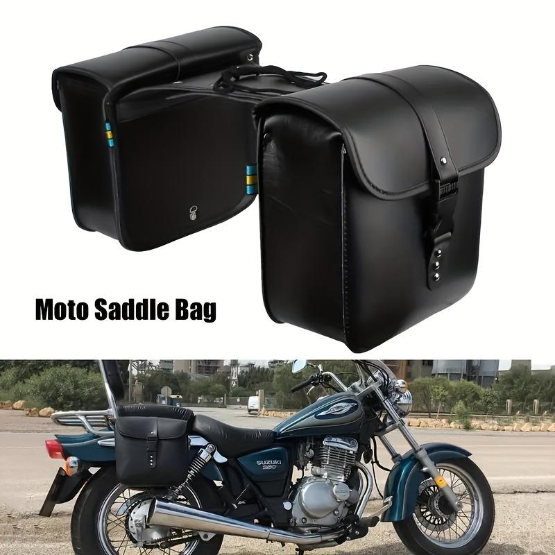 1 Pair of Waterproof PU Leather Motorcycle Saddlebags Detachable Strap Side Storage Toolkit & Tail Luggage